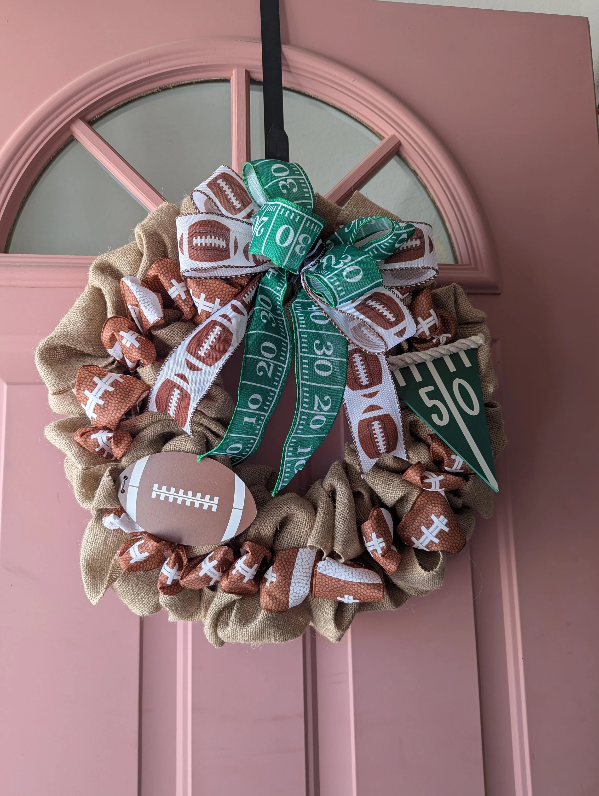 Football Yard Line Burlap Wreath