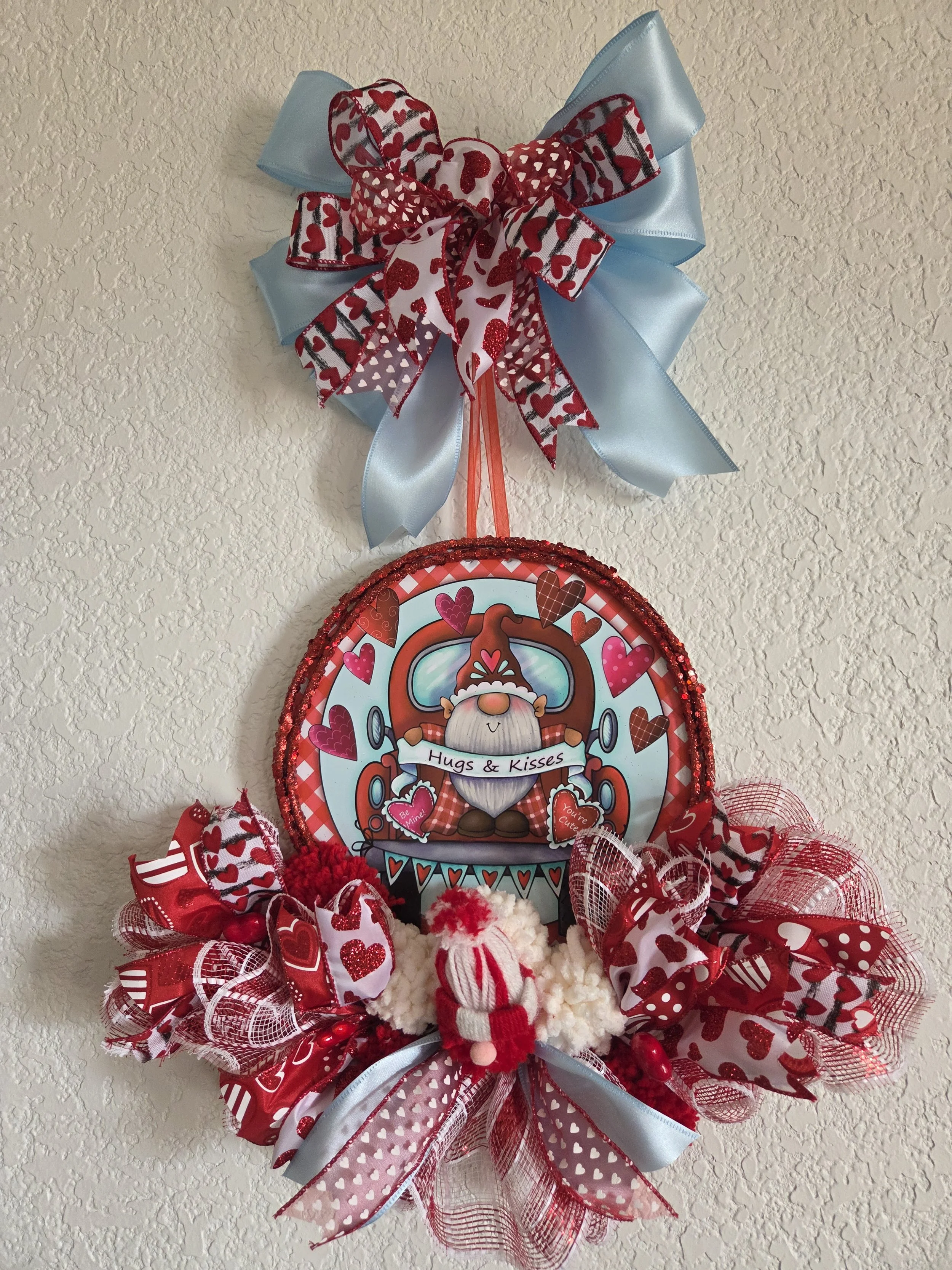 Gnome in Love Valentine's Day Rail Wreath