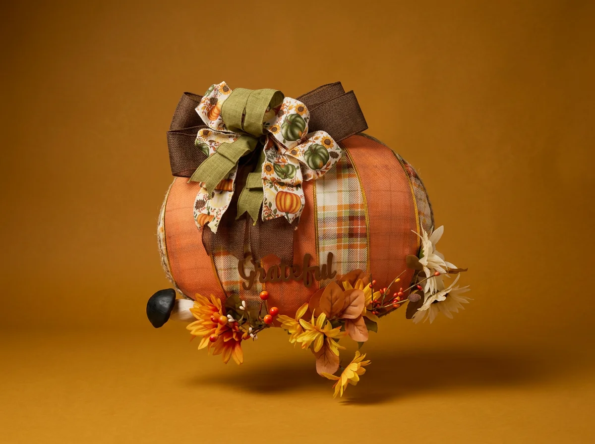 Autumn Plaid Pumpkin Wreath - WFA05