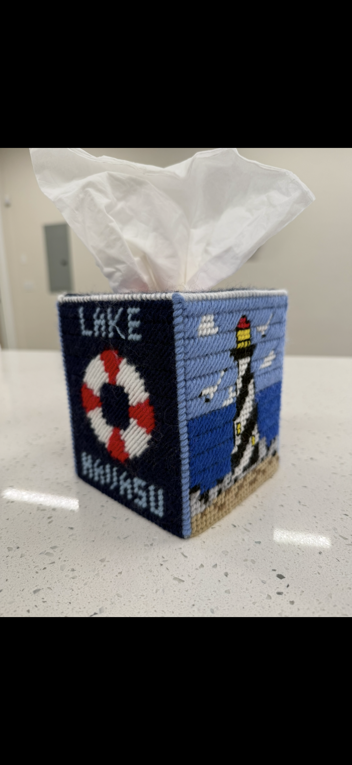 Lake Havasu Handcrafted Yarn Tissue Box Cover