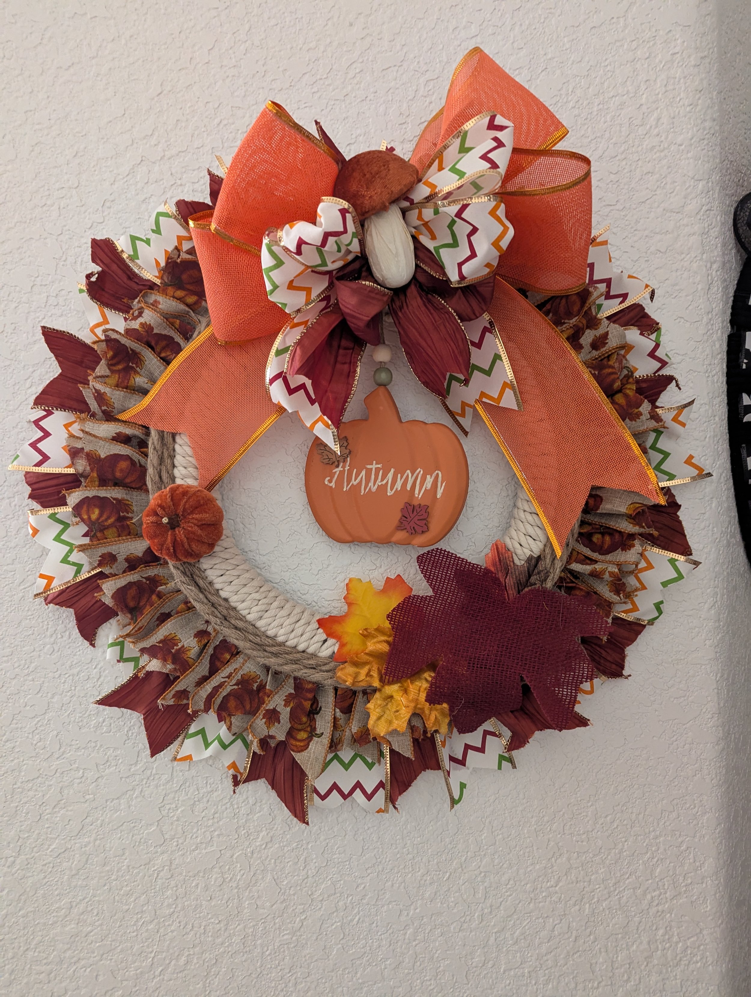 Autumn Ribbon and Rope Wreath