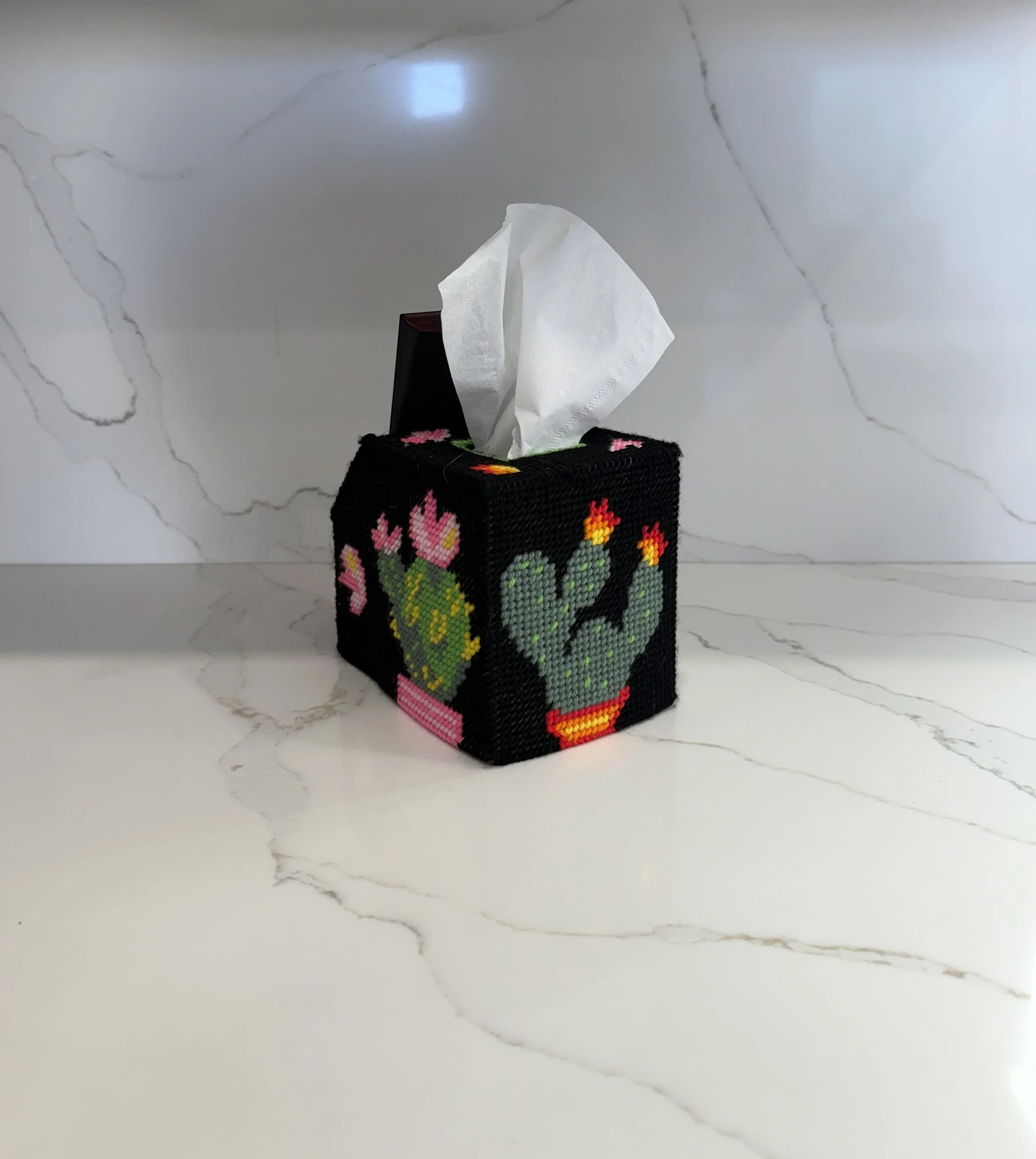 Cactus Design Tissue Box Cover & Organizer