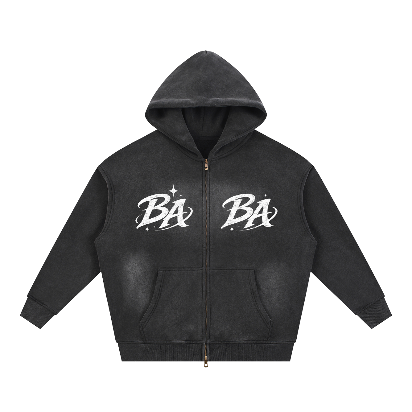 Sunfade Two-way Zipper Boxy Fleece Hoodie