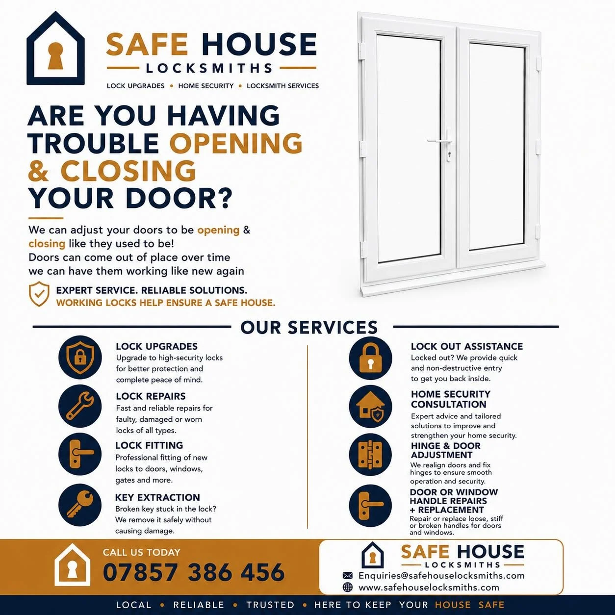 Dont force your doors! Forcing them when they aren&rsquo;t opening &amp; closing correctly can cause expensive damage and lead to mechanisms failing over time potentially leaving you locked out. A small adjustment and your door will be operational ag