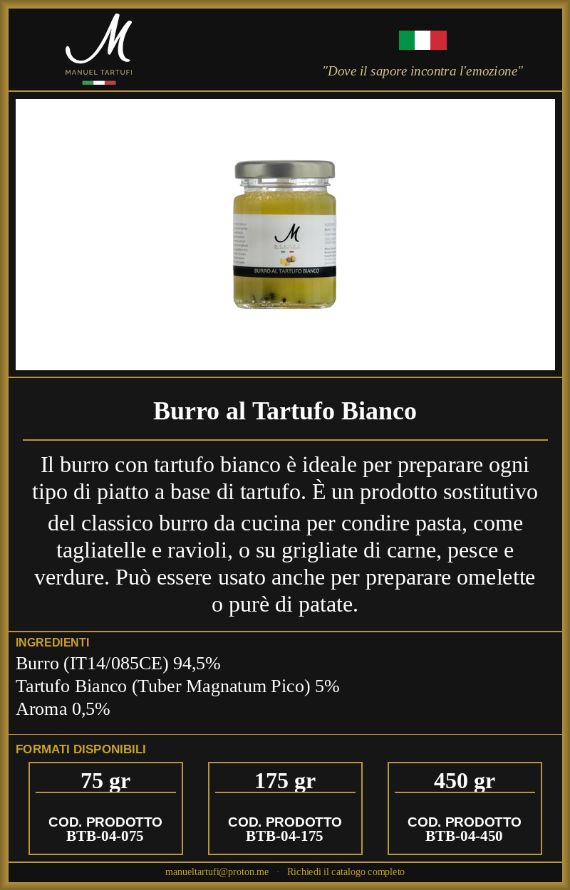 Burro al Tartufo Bianco Manuel Tartufi - burro artigianale al tartufo bianco pregiato