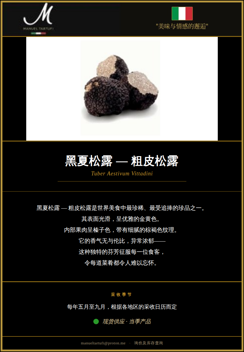 Manuel Tartufi - Fresh Summer Black Truffle Tuber Aestivum Vittadini - Product Card