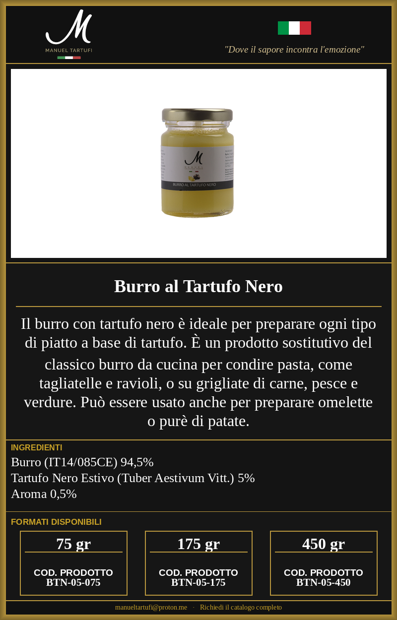 Burro al Tartufo Nero Manuel Tartufi - burro artigianale al tartufo nero estivo