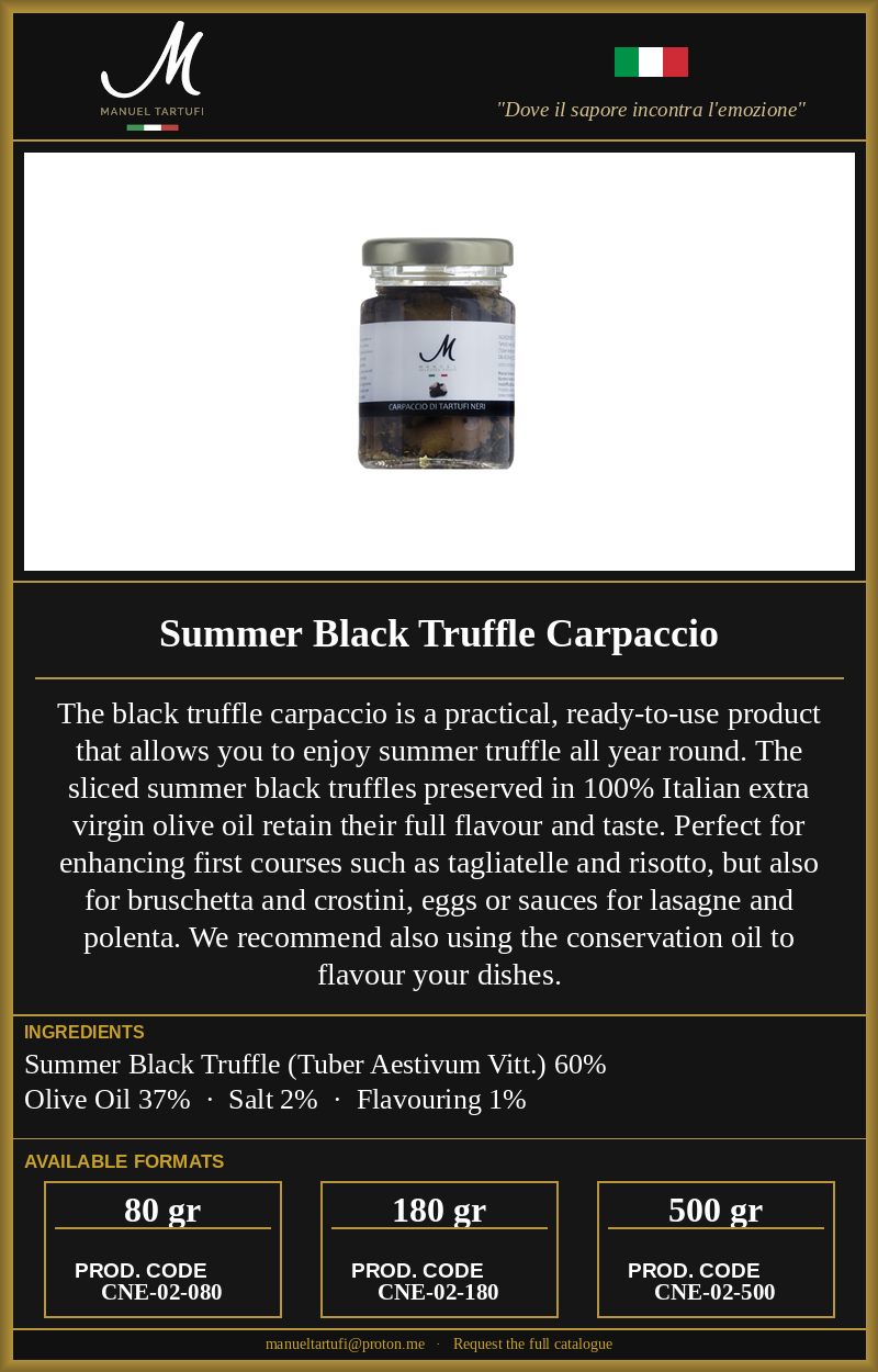 Manuel Tartufi - Summer Black Truffle Carpaccio - Premium Truffle Specialty