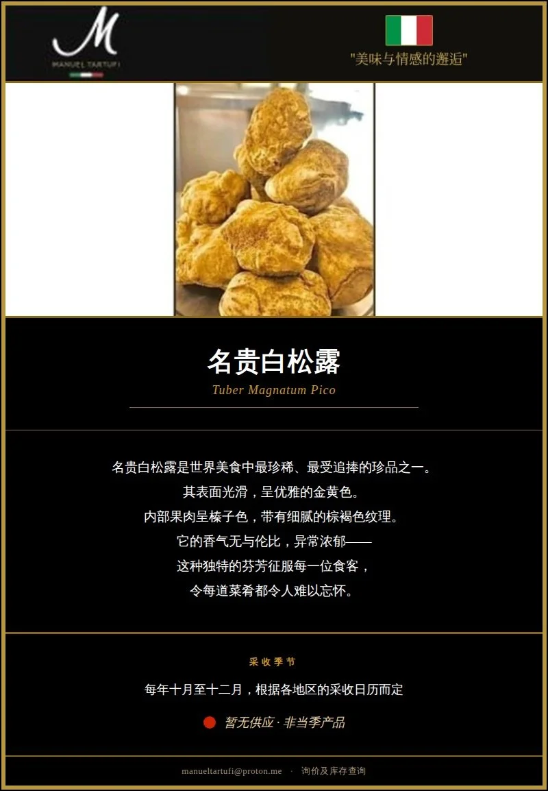 Manuel Tartufi - 名贵白松露 Tuber Magnatum Pico - 产品介绍卡