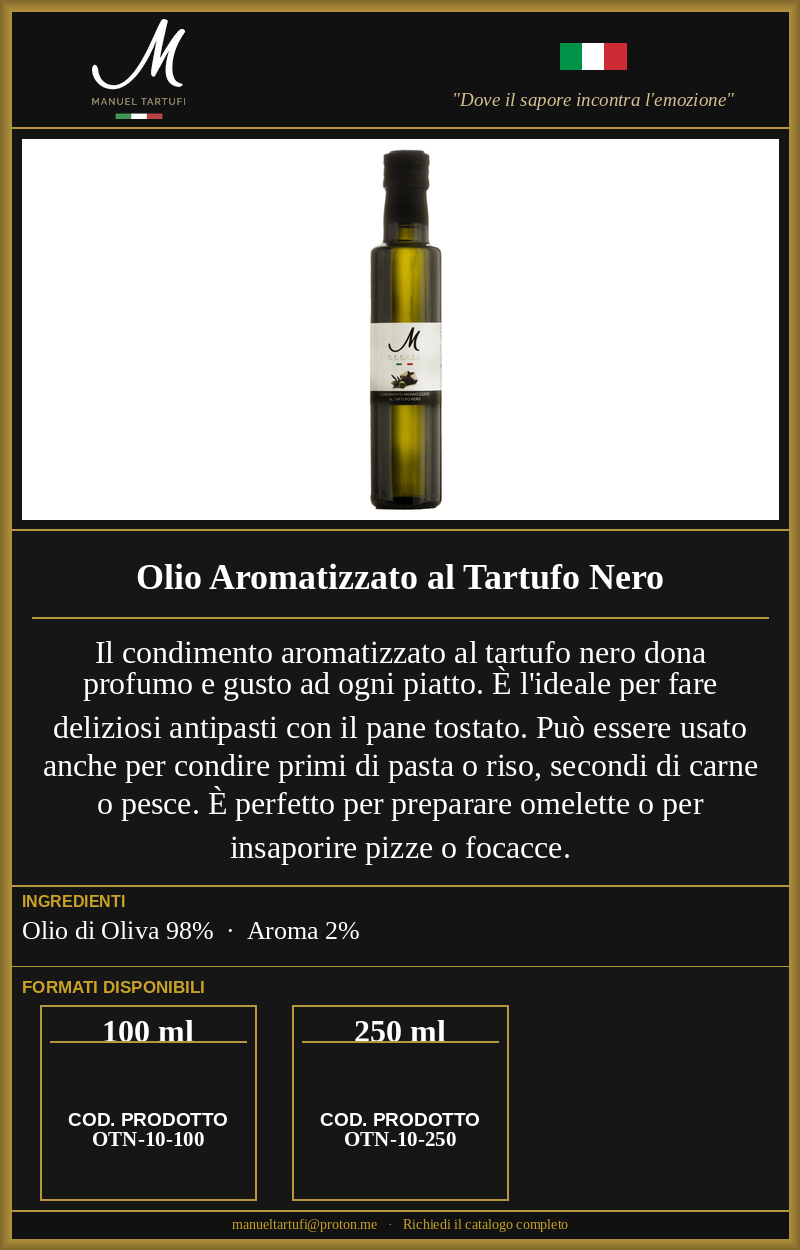 Olio Aromatizzato al Tartufo Nero — Manuel Tartufi