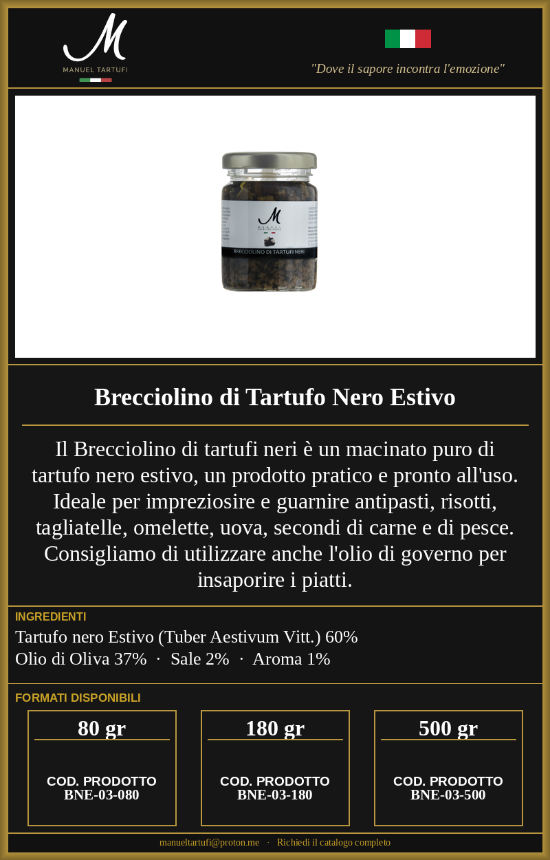 Brecciolino di Tartufo Nero Estivo Manuel Tartufi - macinato puro di tartufo nero