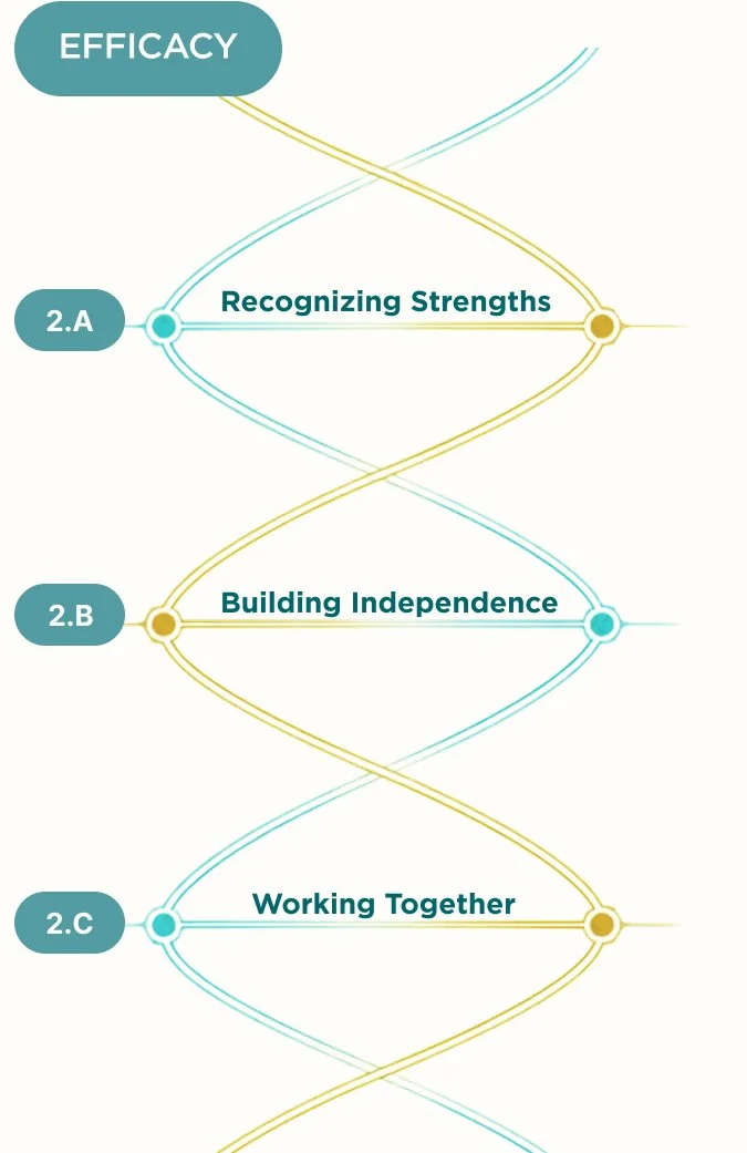 Efficacy relationship dimensions: Recognizing Strengths, Building Independence and Working Together