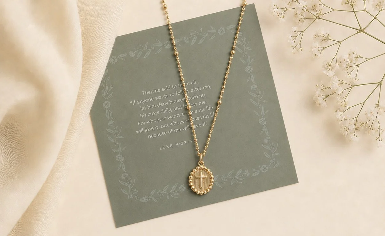 Beaded Chain Cross Necklace
