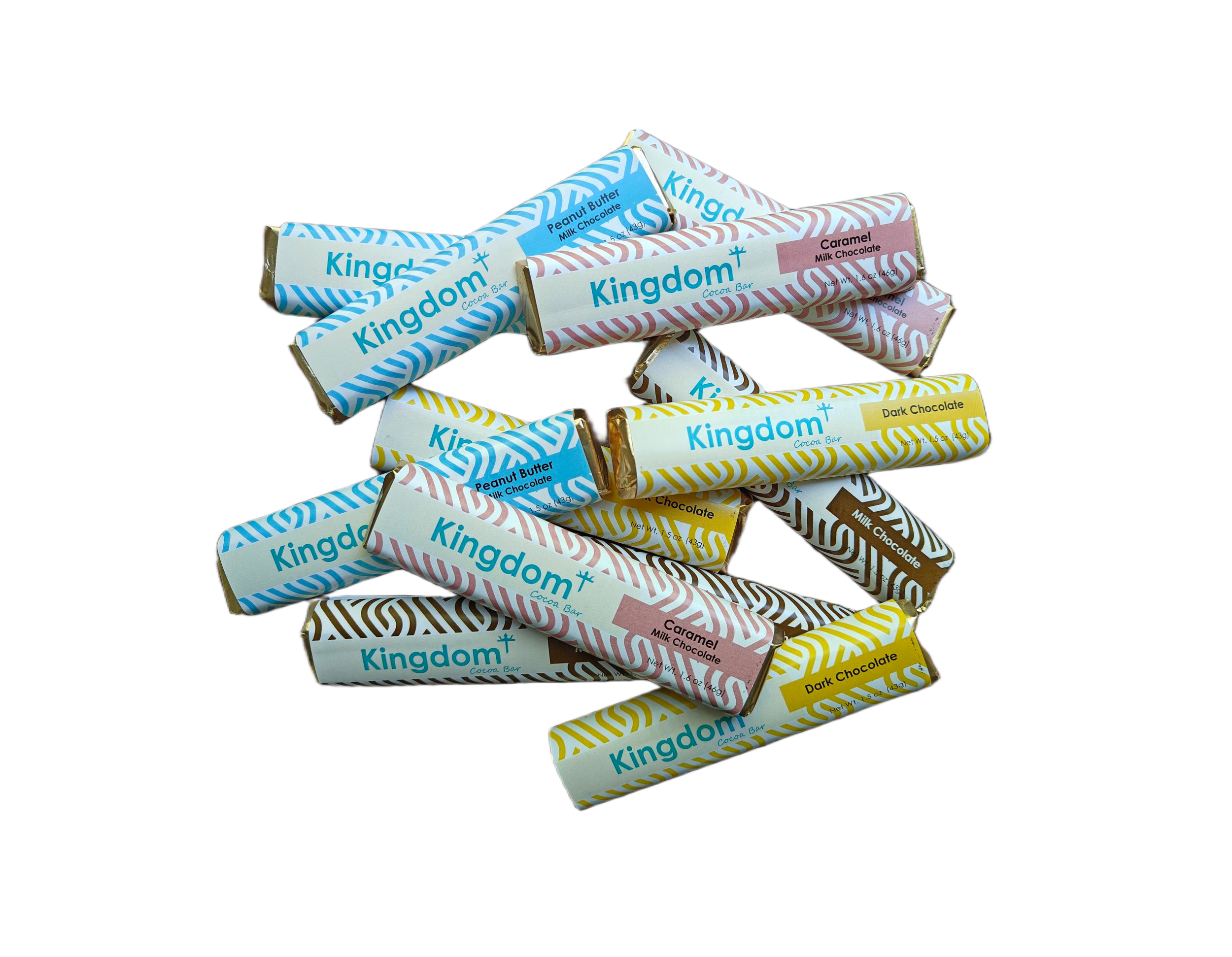 12x Kingdom Cocoa Bars (3x Dark, 3x Milk, 3x Peanut Butter, 3x Caramel)