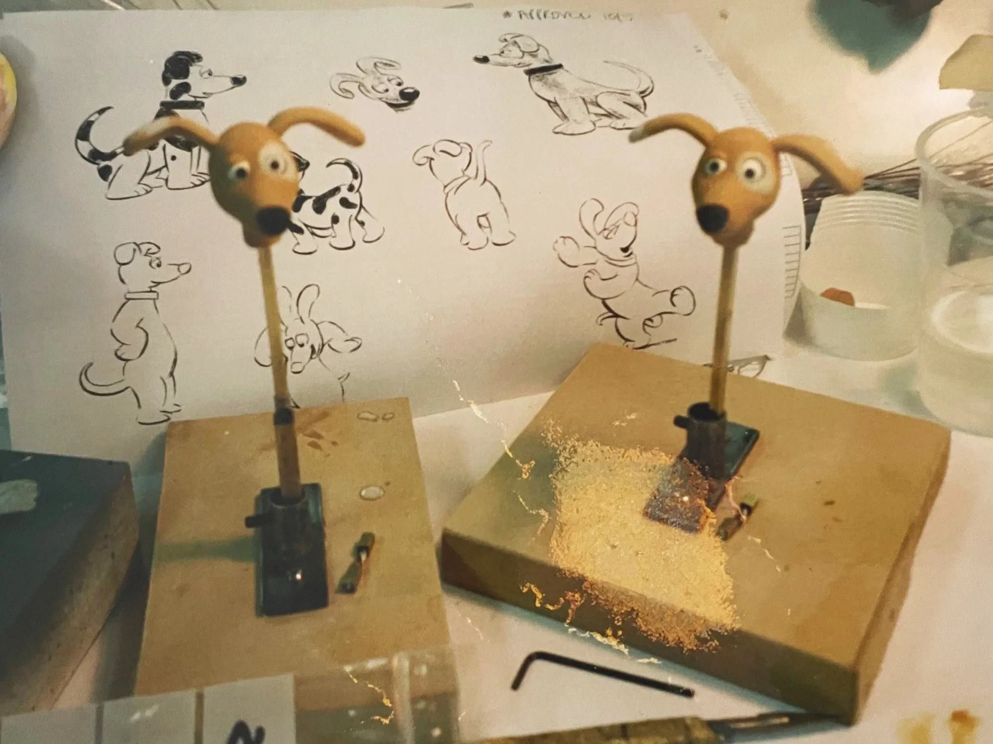 My job here was to keep casting and then tidying up new plasticine heads for the dogs used in a Smarties advert - in previous photo. The dog's ears were made from silicone and were moveable to create character.