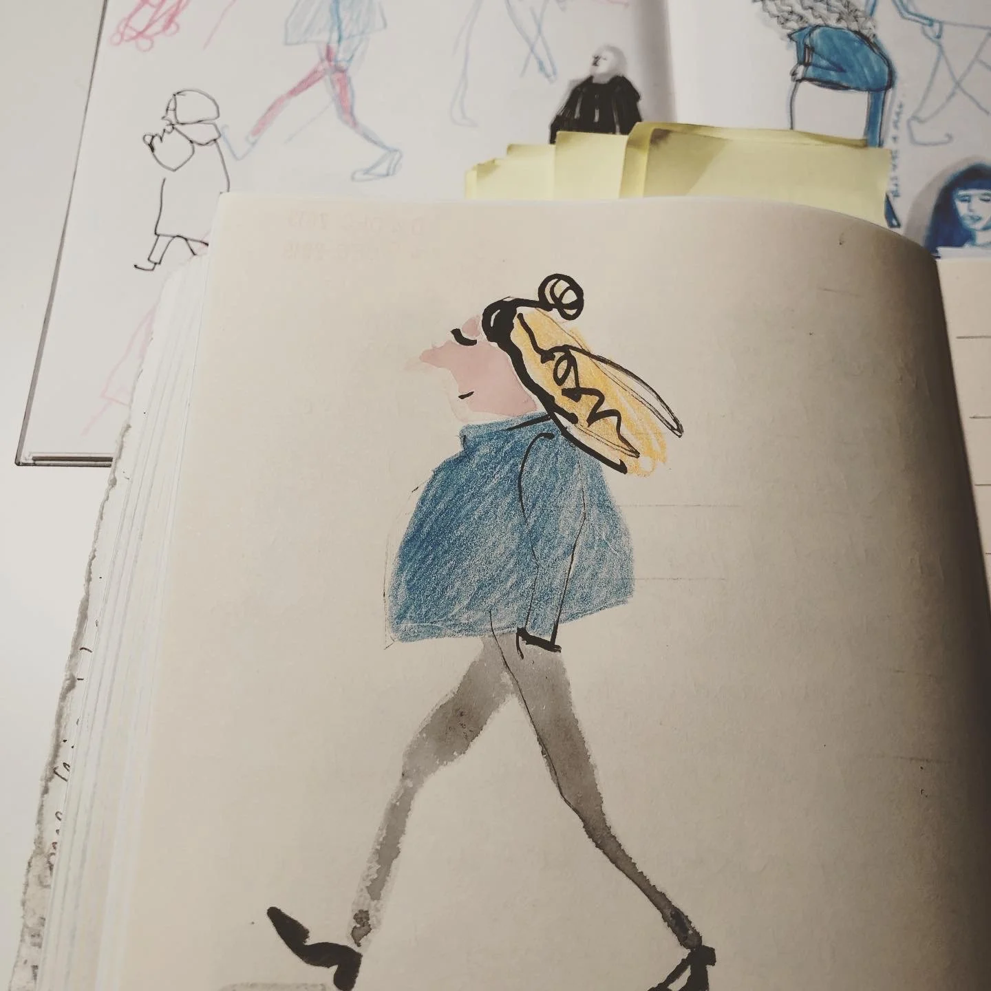 Stylised image sketch of a woman observed from the window in a cafe