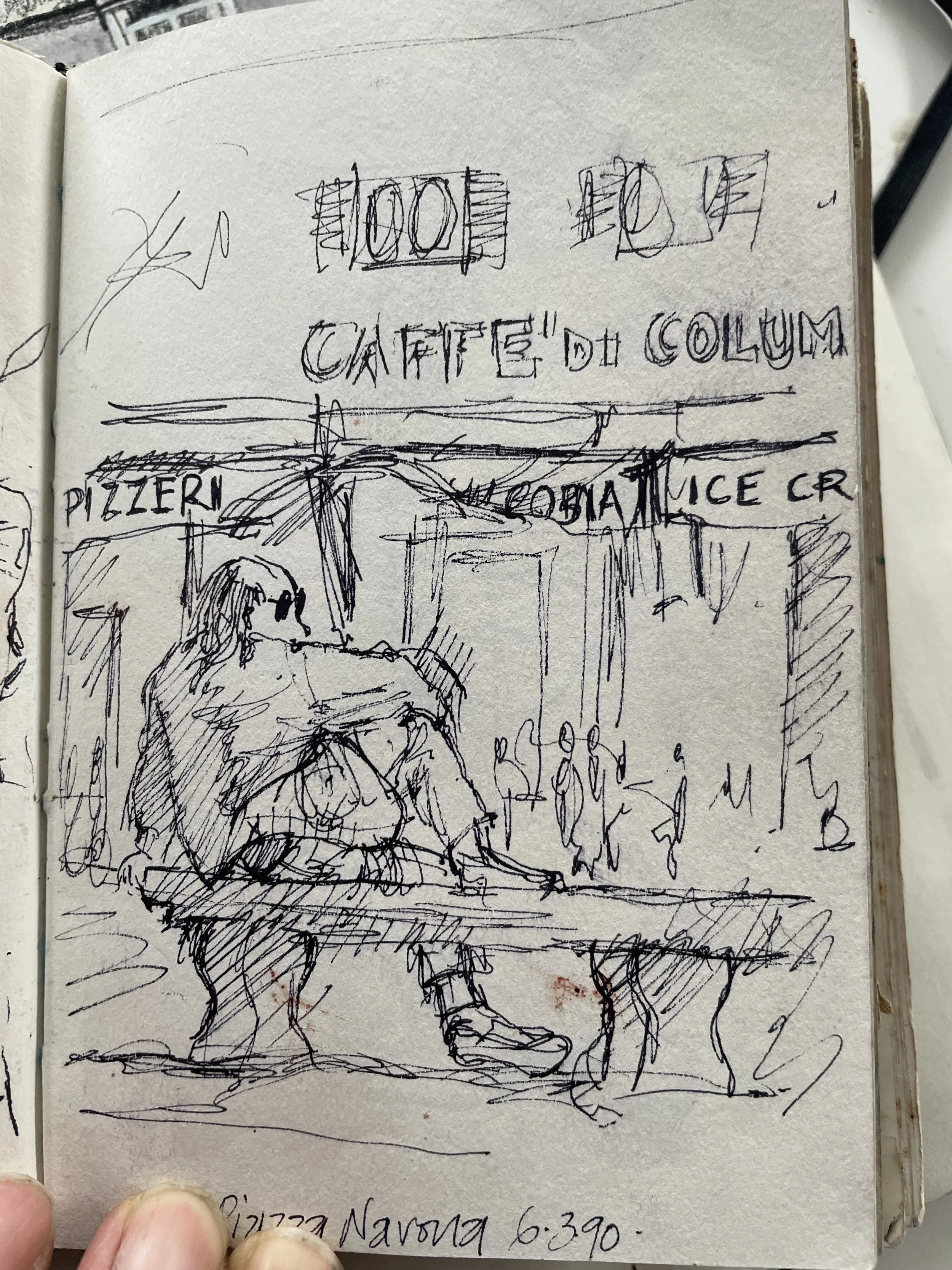 Bloke with sunglasses on a bench, Rome 1989-90