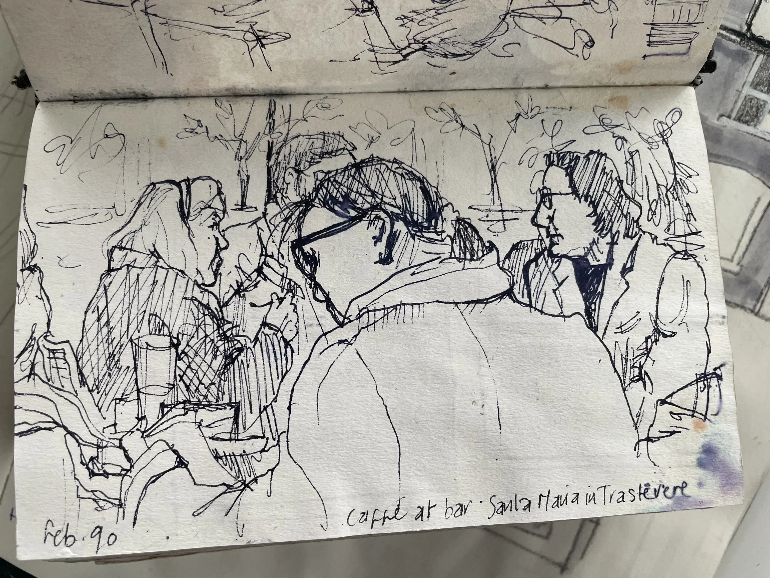 At the cafe in Santa Maria in Trastevere, Rome - 1989/90