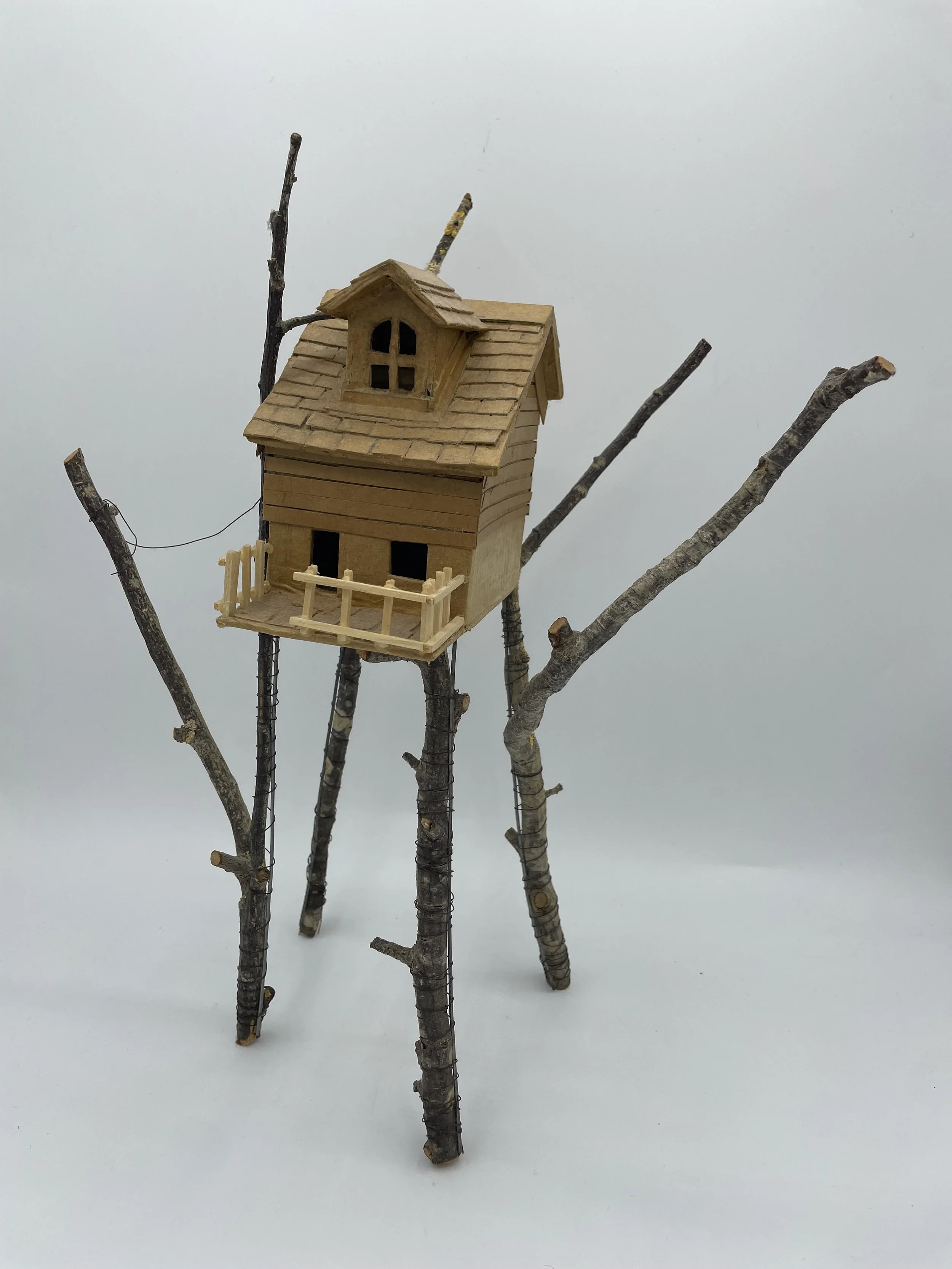 Walking Treehouse with Dormer Window and Balcony