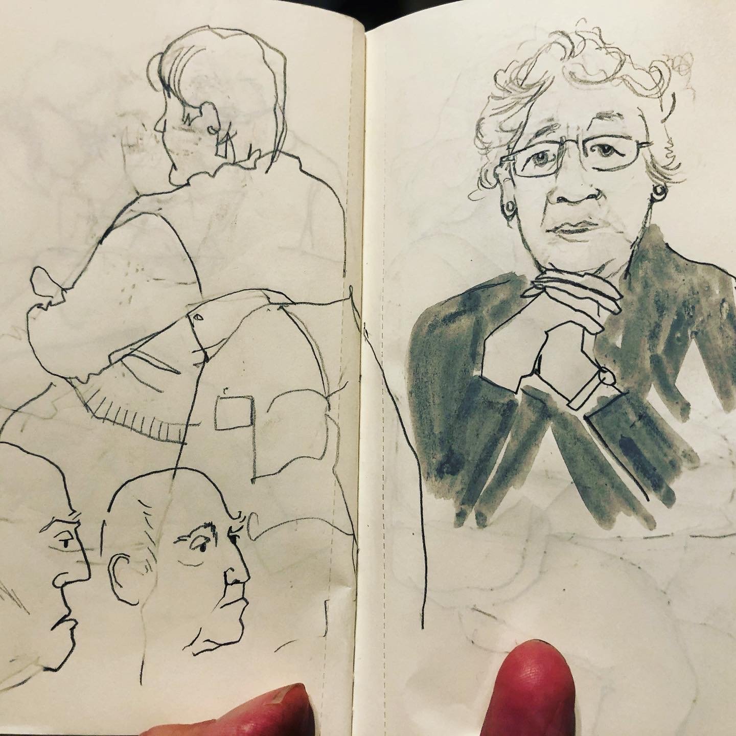 Tescos cafe (it's rare to be able to draw someone's face when they're not looking at their phone)