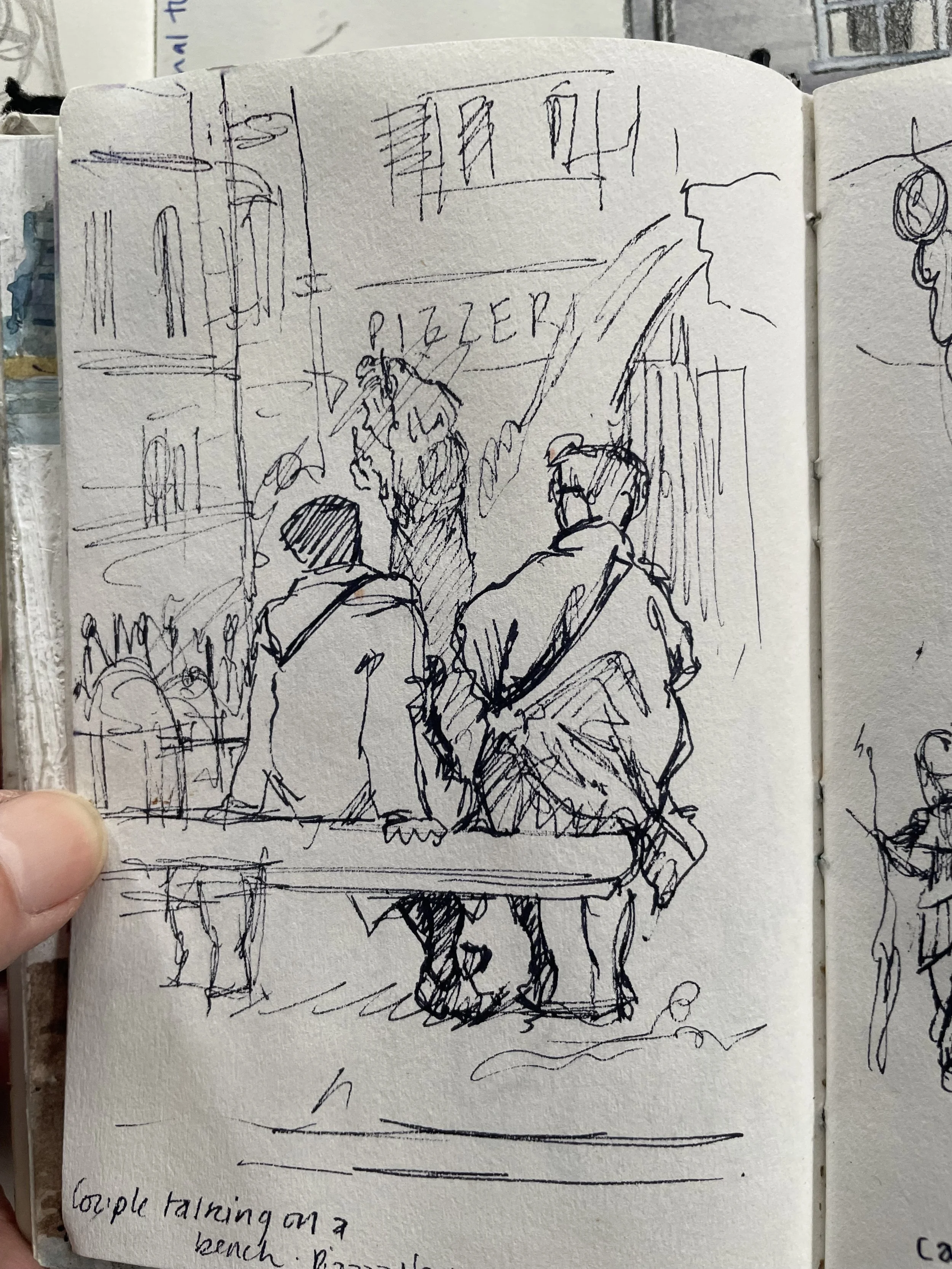 Two ladies on a bench in Rome 1989-90