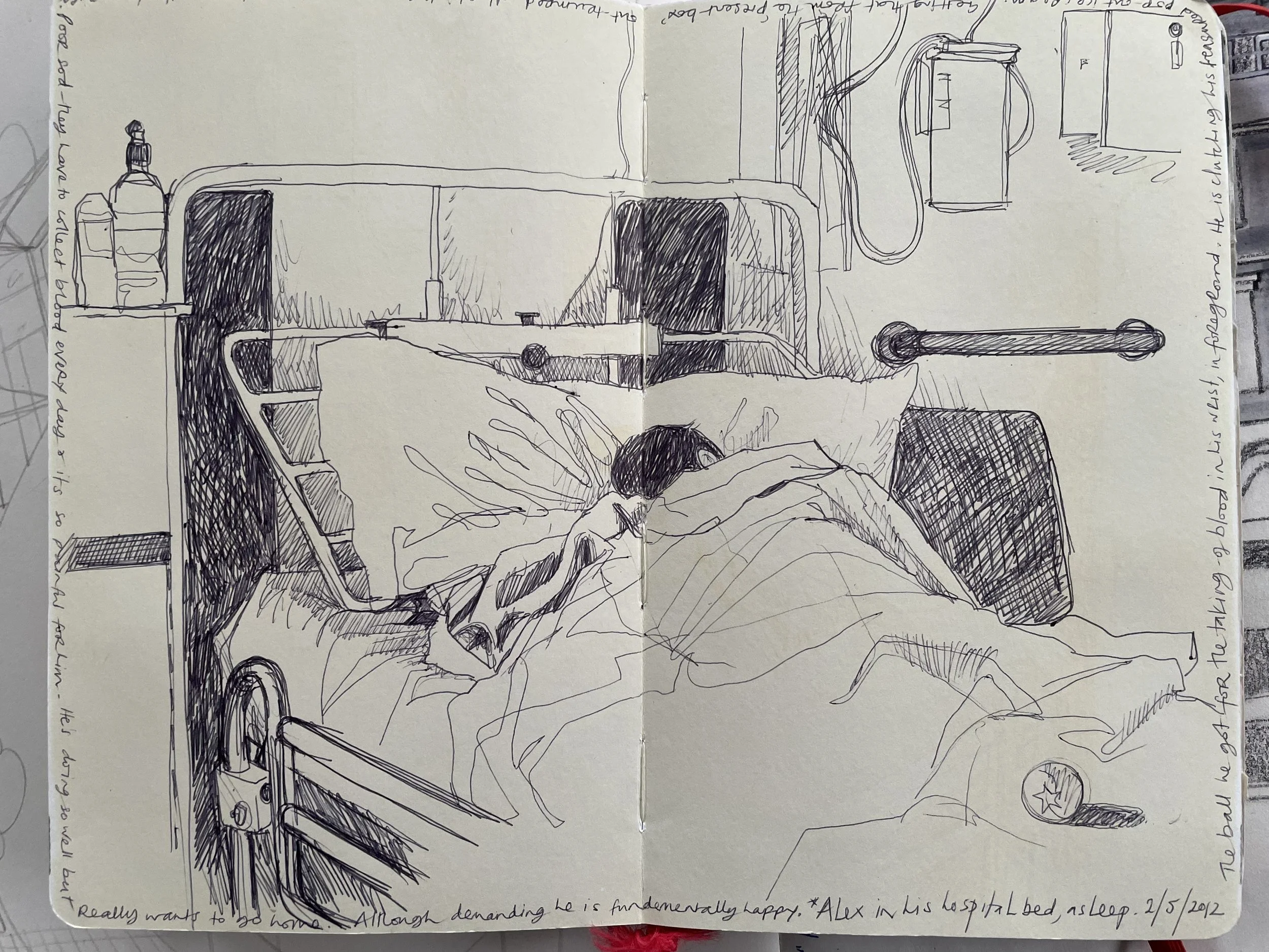 Alex, aged 4, when he was really poorly at Chelmsford hospital - Spring 2012