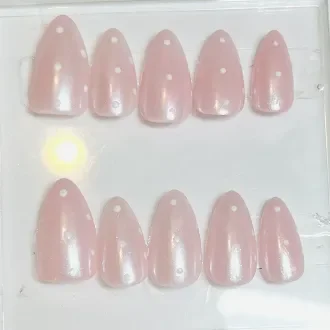 Pink Chrome Polka Dot Nails