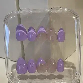 Purple Nails With French Tip And Polka Dots