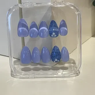 Blue 3D Seashell Nails