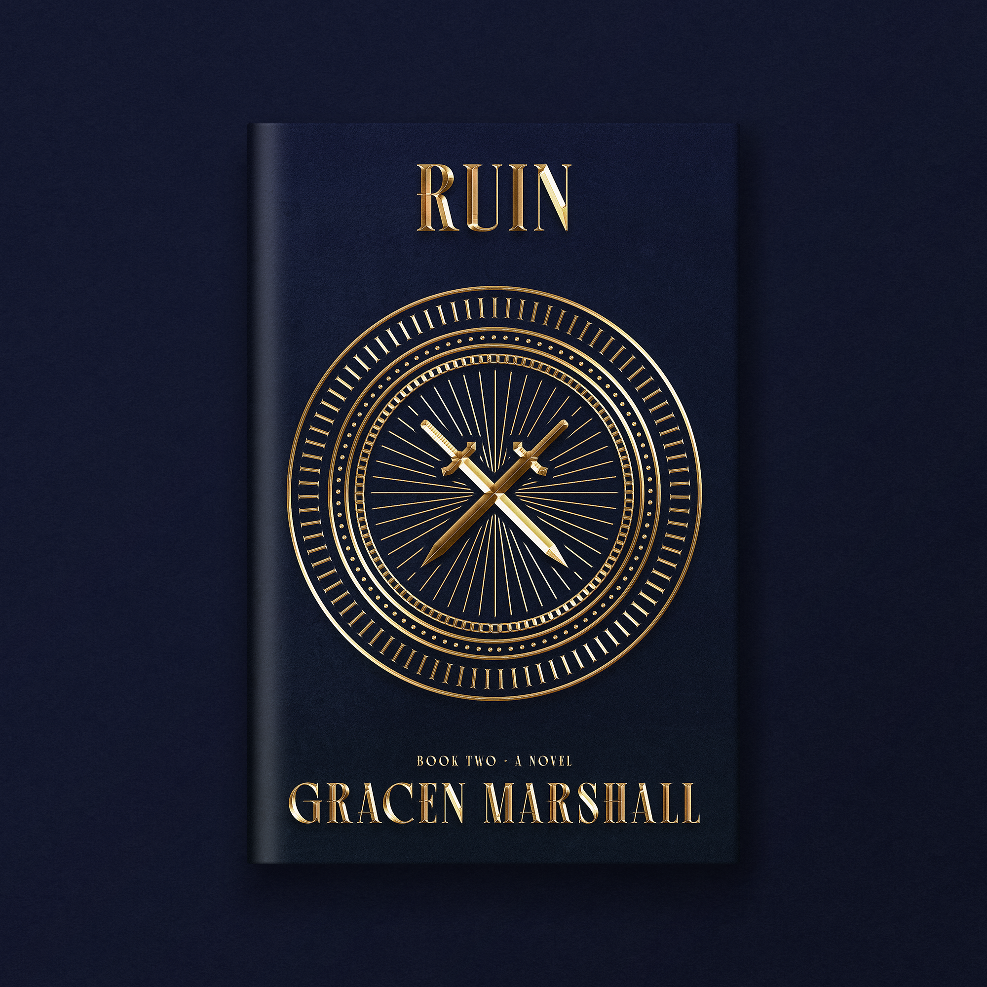 Book cover titled 'The Grecian Messenger' by Gracen Marshall, with a dark blue background and gold decorative elements.