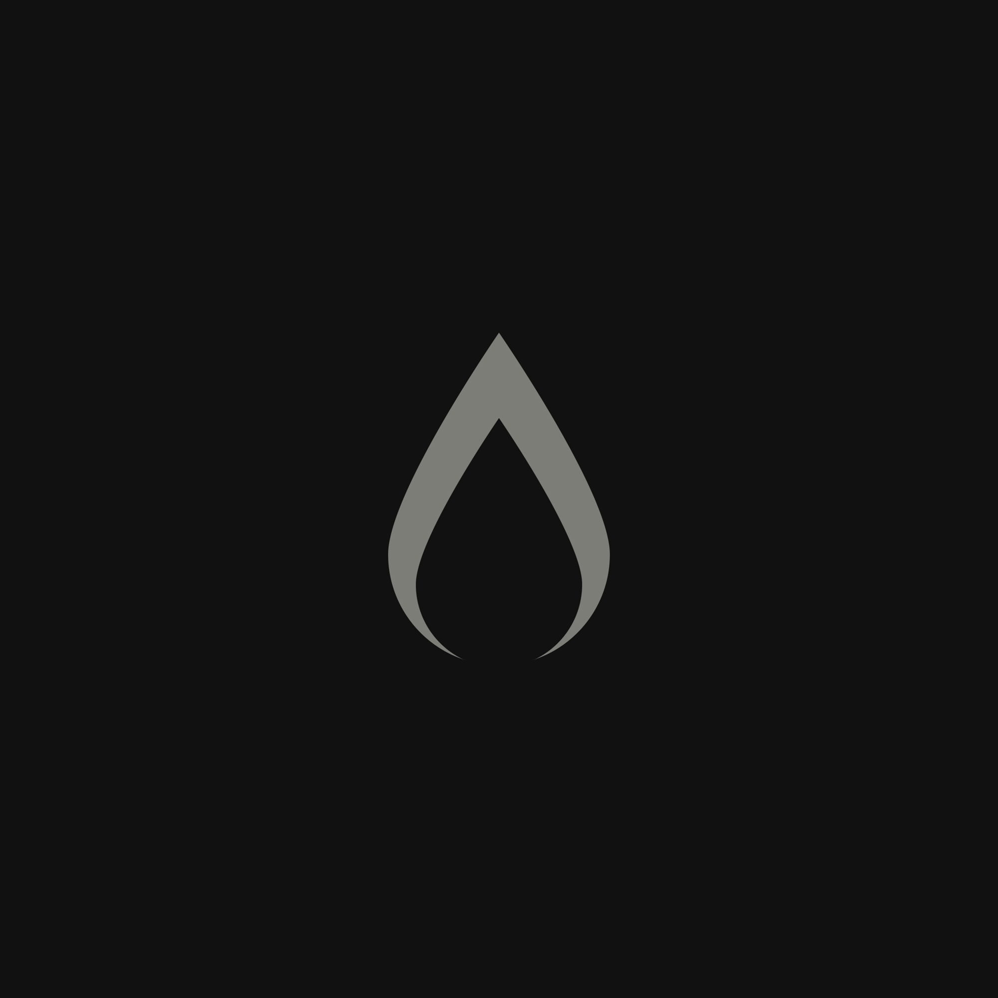 Black background with a grey geometric arrow shape pointing downward.