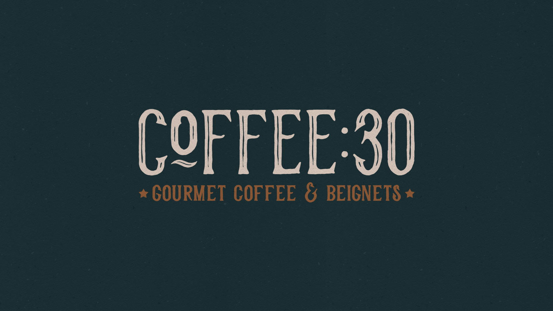 A digital sign displaying the words "COFFEE: 30" with a subtext "GOURMET COFFEE & BEIGNETS" on a dark background.