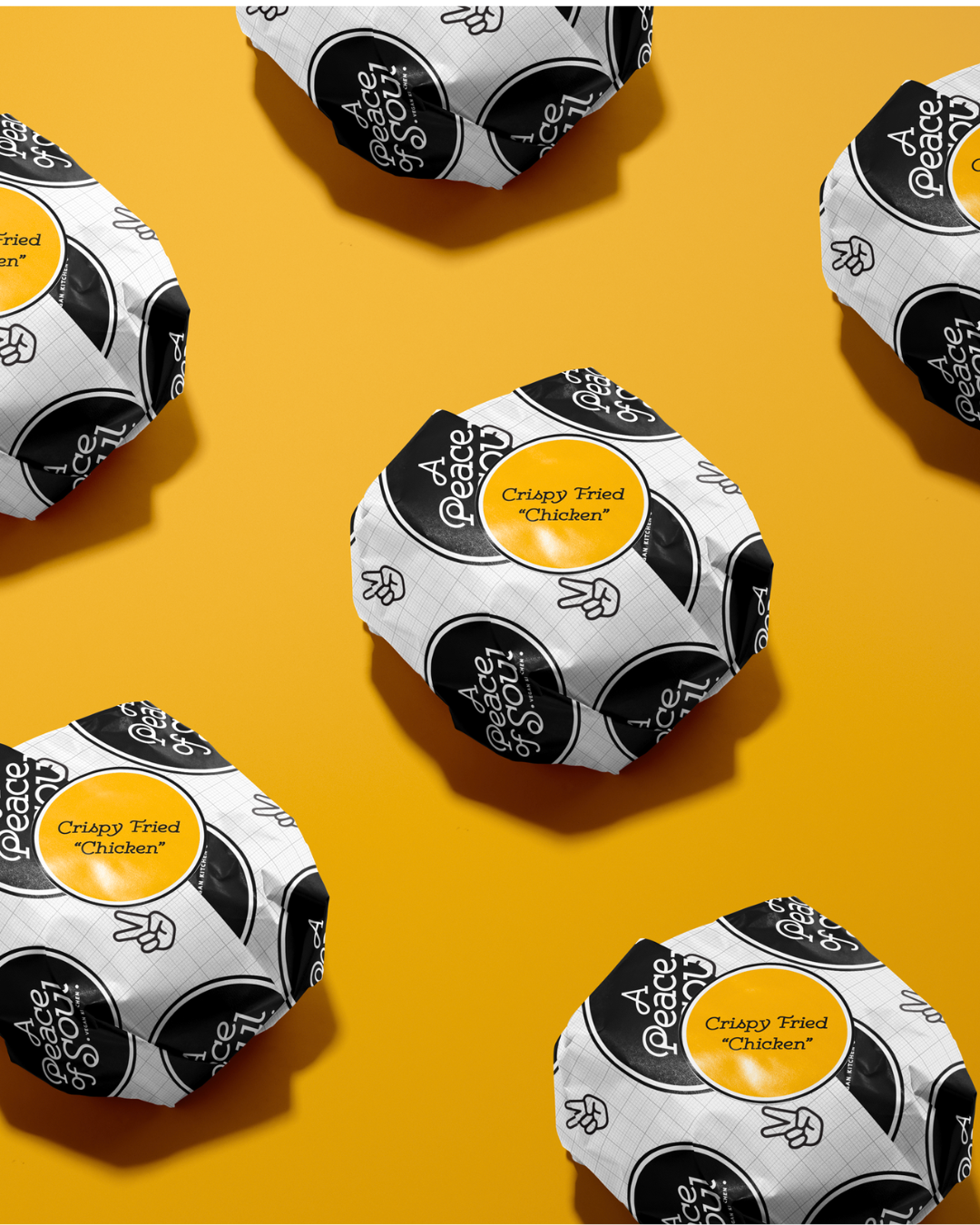  Brand Development, Identity Design, Creative Direction + Food Packaging Design for A Peace of Soul Vegan Kitchen 