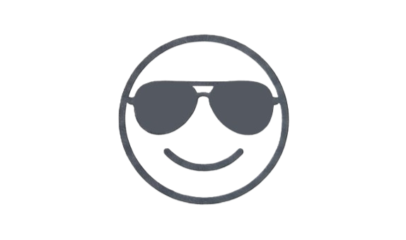 Smiley face emoji wearing sunglasses, with a partial shadow behind it.