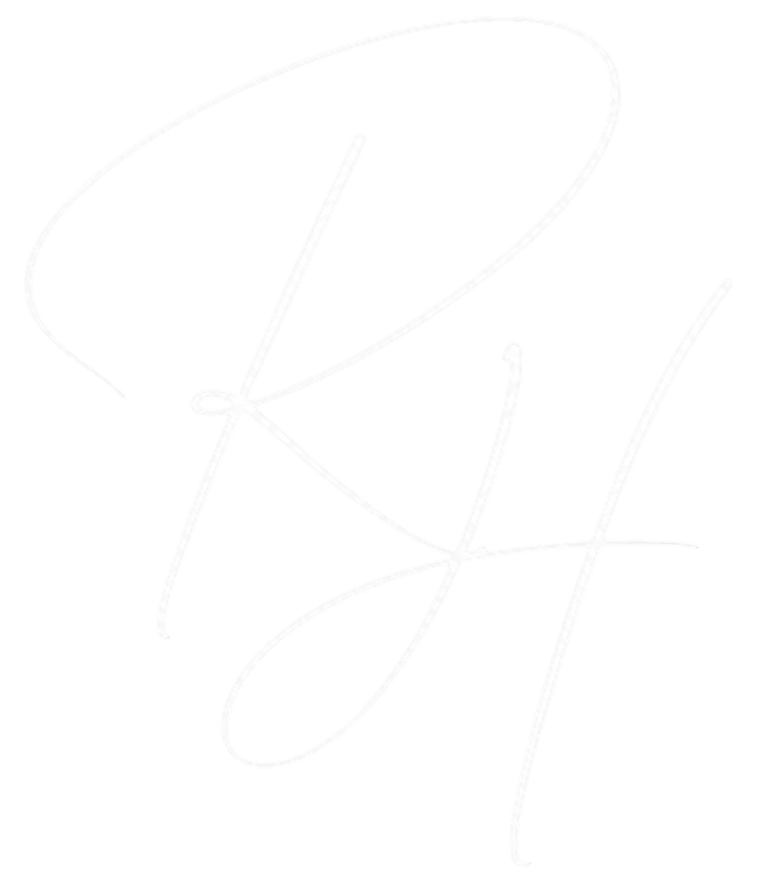 A white neon outline of a cursive letter 'K' on a black background.