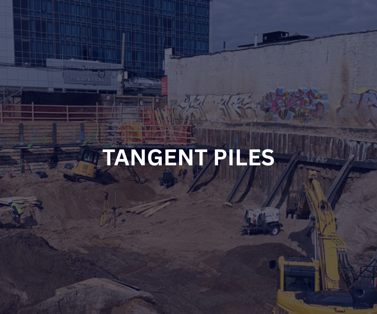 Drilled pile systems installed side by side to provide earth retention and lateral support for excavation projects