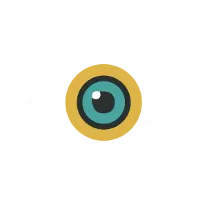 a cartoon eye colored blue and hazel.