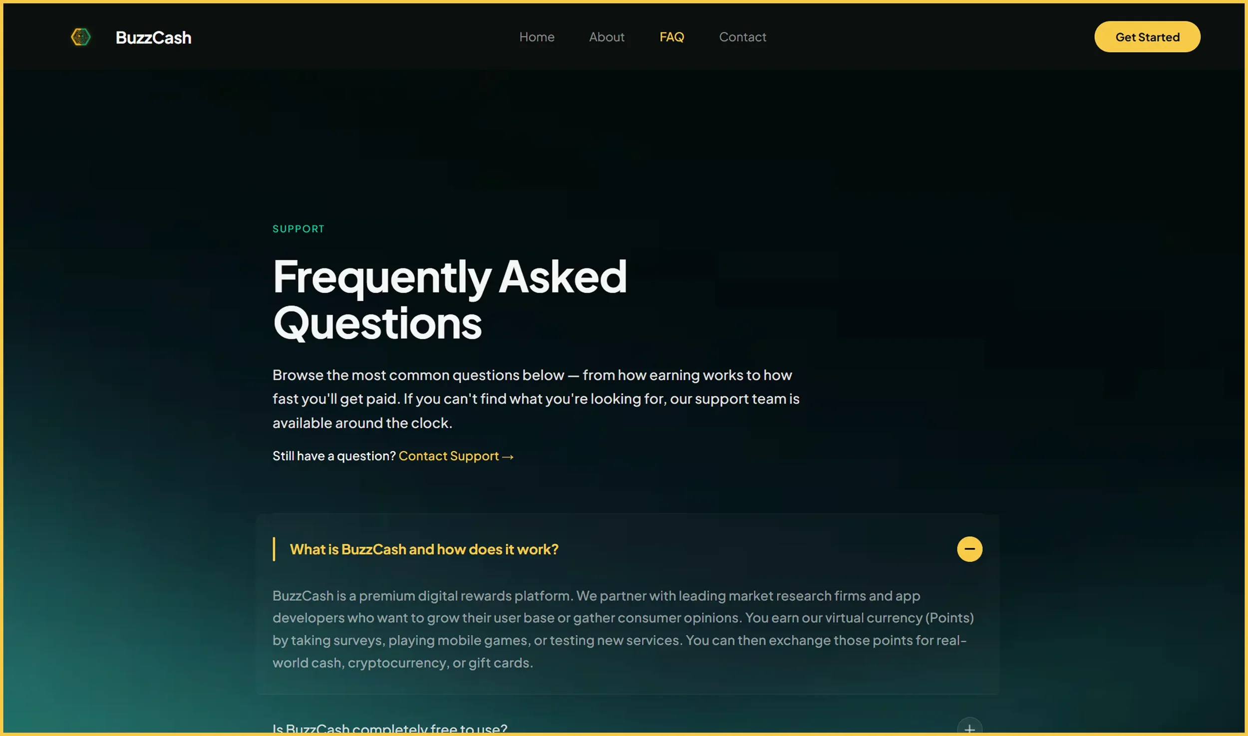 redesigned frequently asked questions form web page