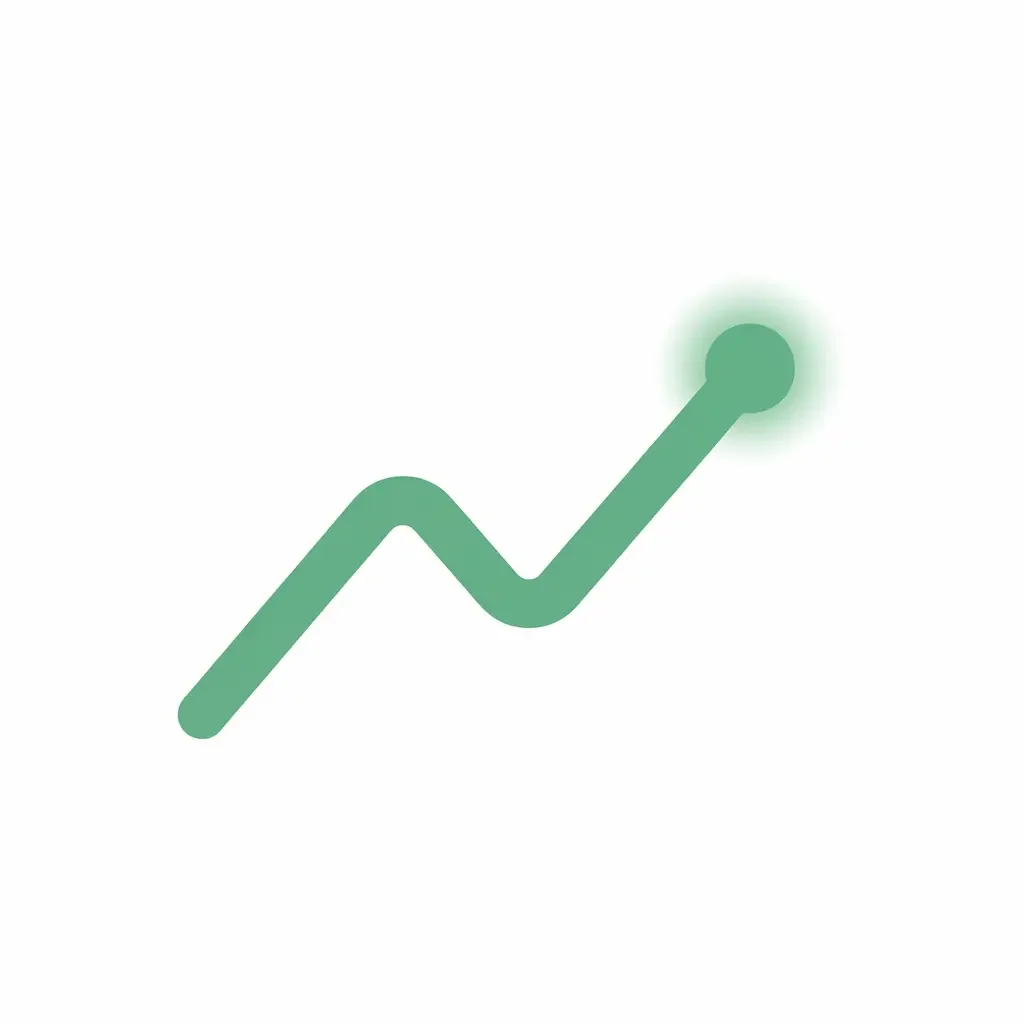 green icon with glowing point at end