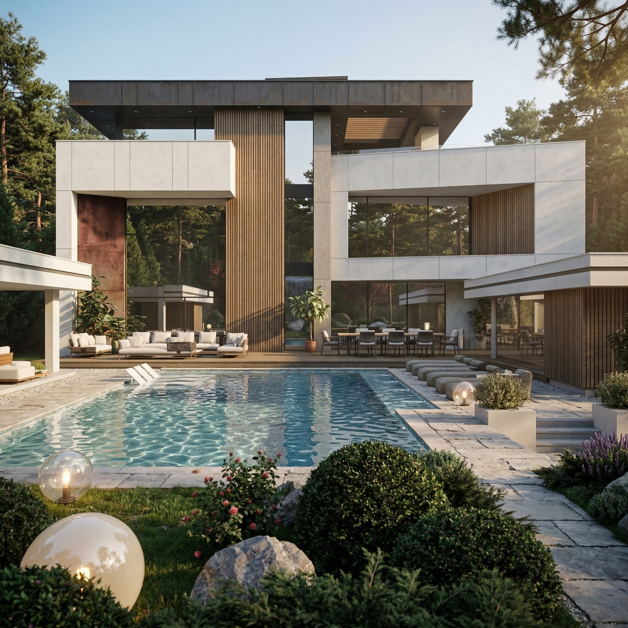 East Facade & Pool Area