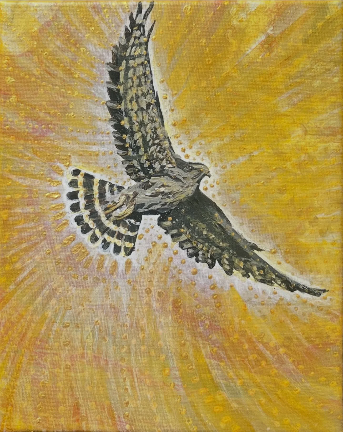 🌞 Awaken Awaken Dear Children of the Sun 🌞

This collaborative painting lives by my altar. My daily devotion in reverence for the great being who shared some of its final breaths with me so that it could deliver a message. 

May all beings everywhe