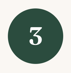 Green circular badge with the number three in white text