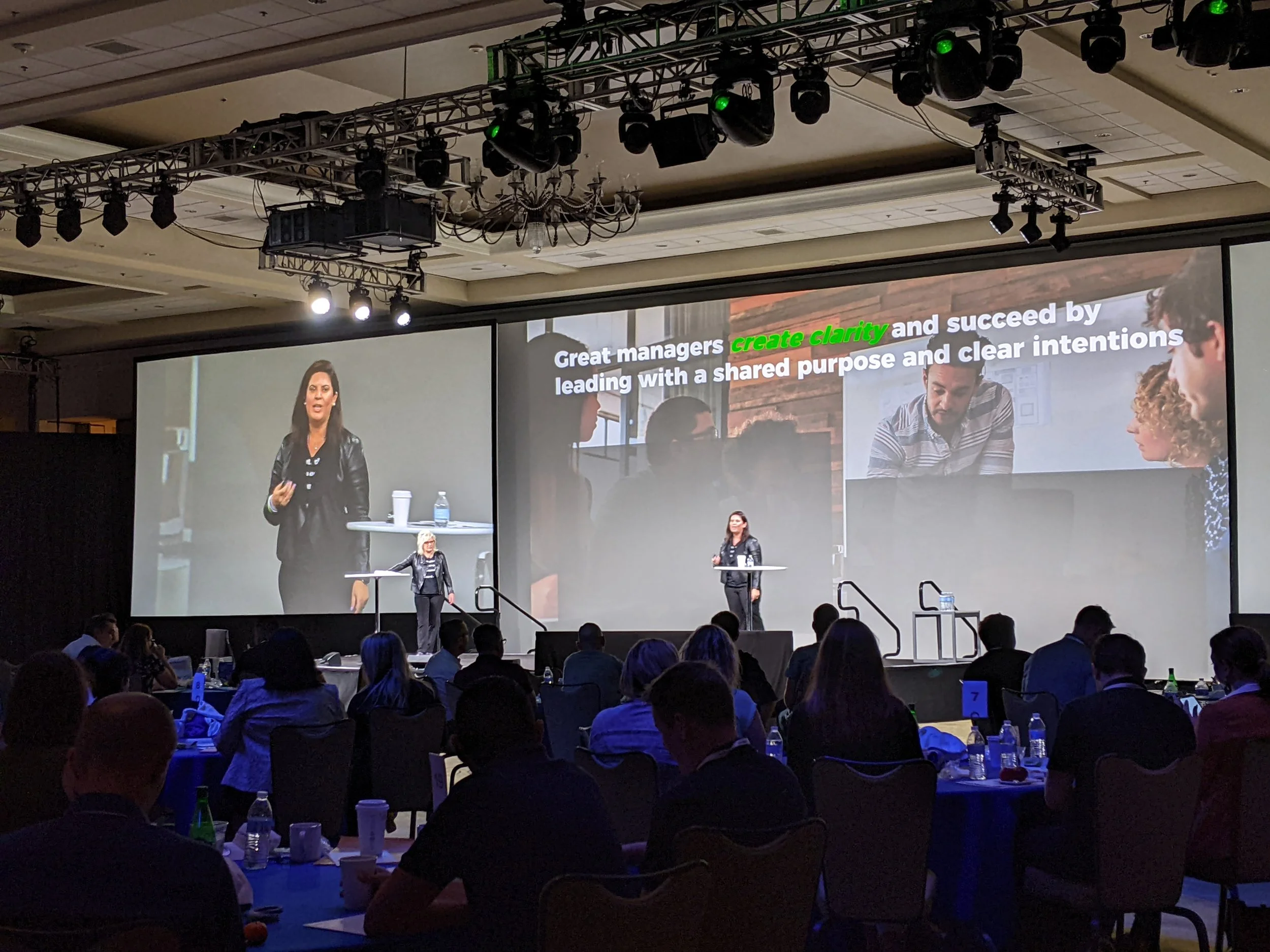 Myriam Vidalon speaking to organizational leaders about leadership, engagement, and culture transformation.