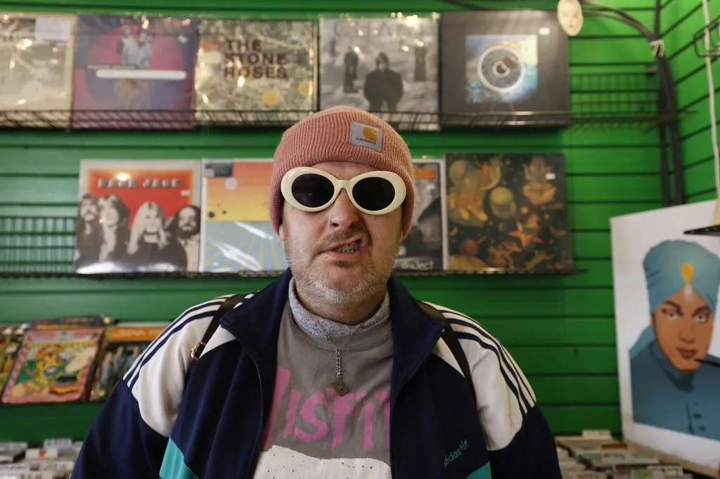 Donnie Ray Taylor channels his beloved punk energy at Hitt Street Records in Columbia, Mo., on Monday, Feb. 2, 2026. “I love music, it’s my best friend.” Taylor was the lead singer of multiple bands in his youth, but left that lifestyle behind after 