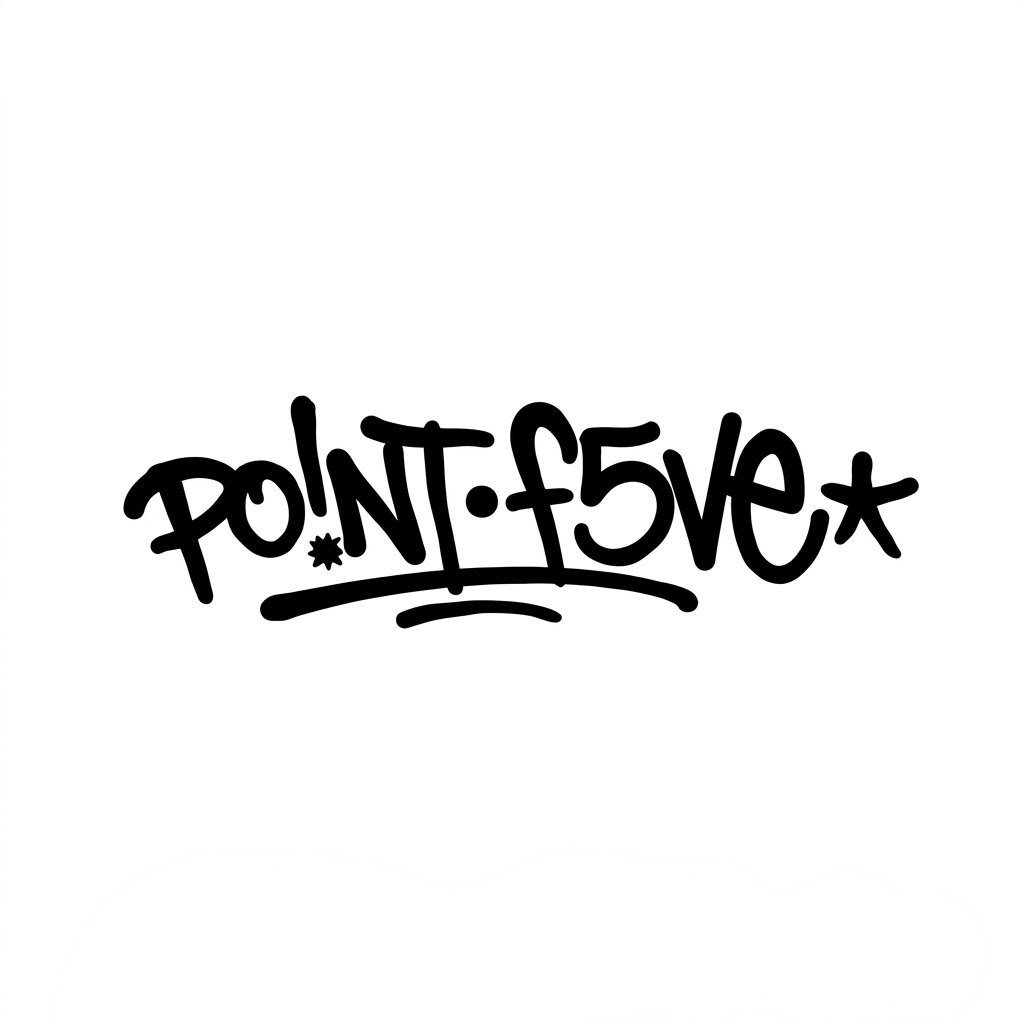 Graffiti-style text that reads 'POINT•FIVE*' with a star symbol, in black on a white background.