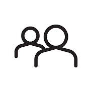 Icon of two simplified human figures, one larger and one smaller, representing a group or family.