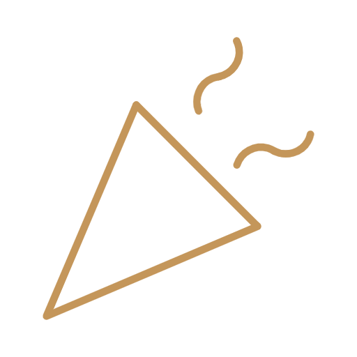 Illustration of a slice of pizza with steam lines above it on a black background.