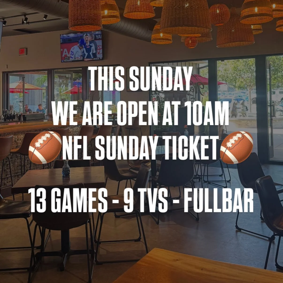 🏉NFL Season is up and running! 

Come in this Sunday (9/13) to sit back and watch the games! We will be having a breakfast special including breakfast burritos, chilaquiles, and avocado toast from 10am-1pm. 

🍗New wings starting this NFL Sunday: 3 