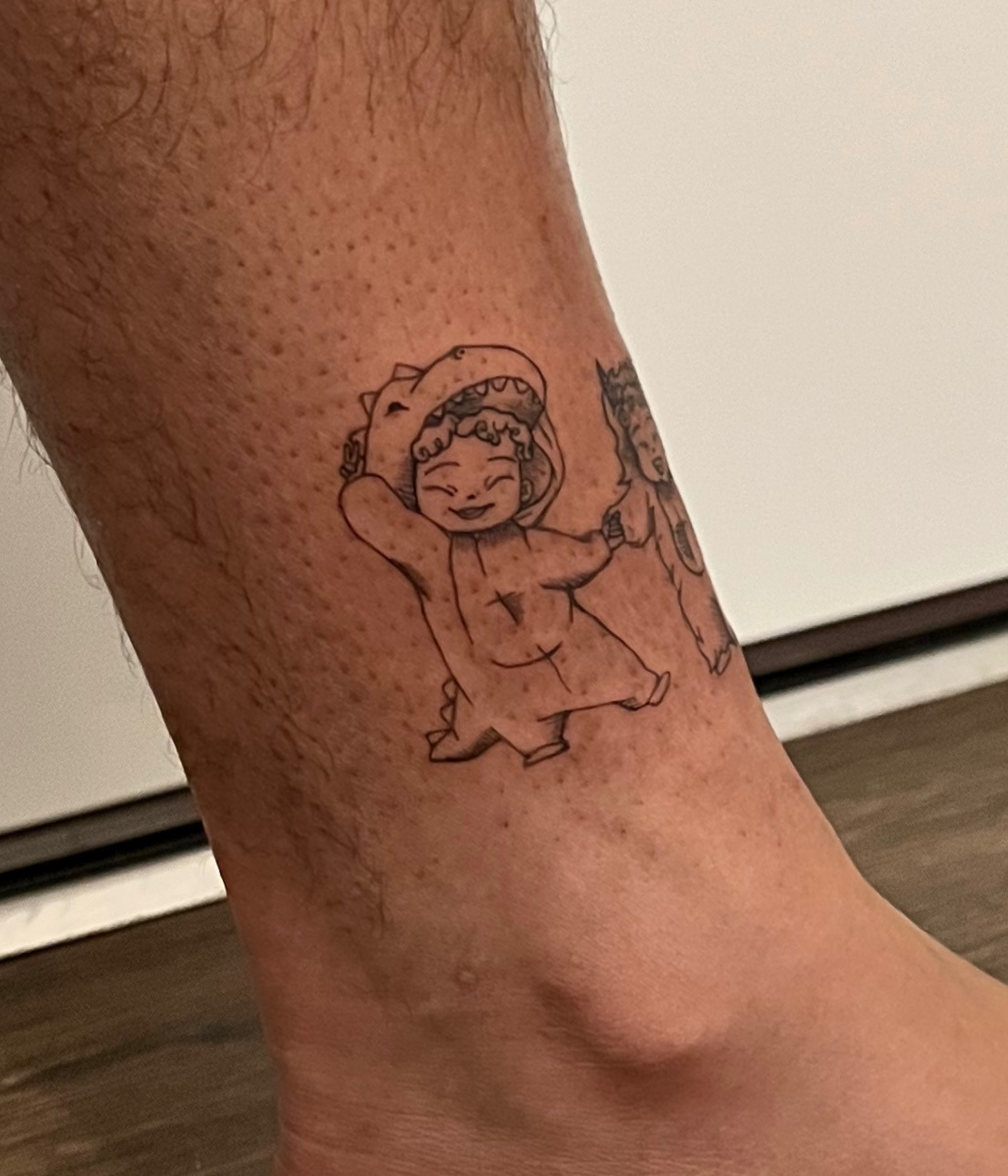 Fine Line Tattoo - anime style ankle tattoo