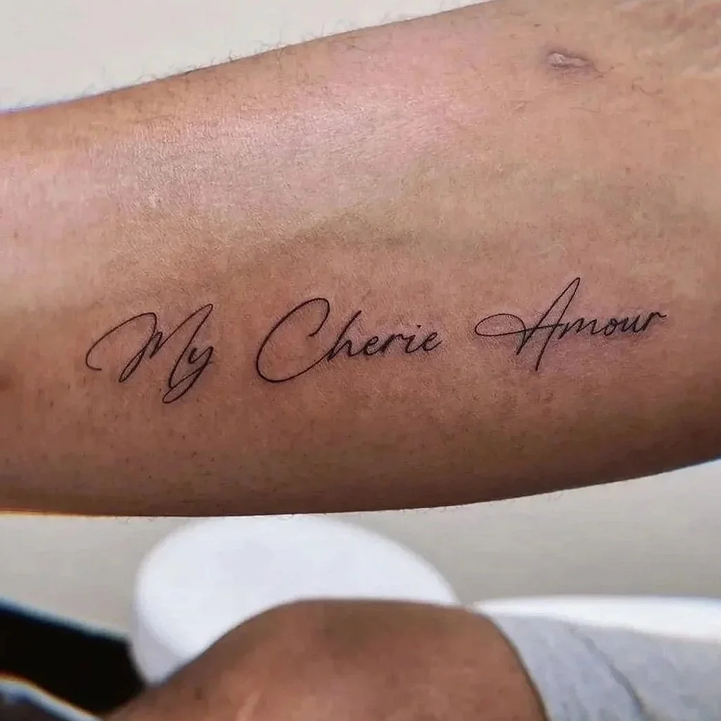 Typography fine line tattoos in Ohio